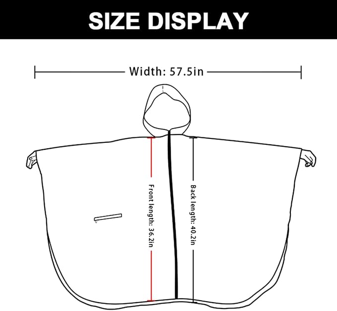 Rain Poncho Jacket Coat Hooded Zipper Style - Image 3