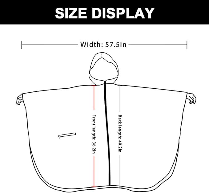Rain Poncho Jacket Coat Hooded Zipper Style - Image 4