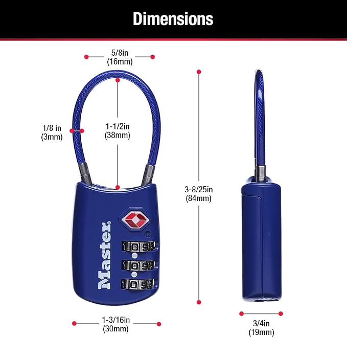 Master Lock Blue Set Your Own Combination TSA Approved Luggage Lock, Travel - Image 6