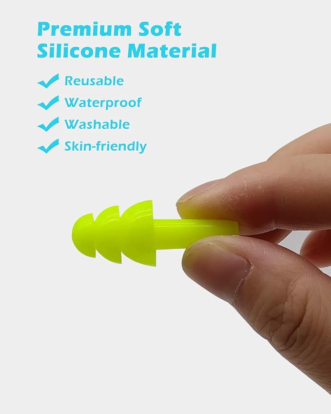 10 Pairs Noise Cancelling Ear Plugs, Premium Soft Silicone, Waterproof - Image 3