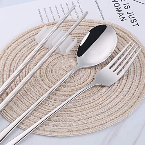 Portable Travel Flatware 3PCS Spoon Fork Chopsticks Set 18/10 Stainless Steel - Image 3