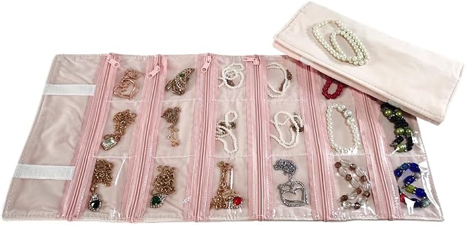 Travel Jewelry Roll Bag Portable Organizer Pouch by SCIKHEFT
