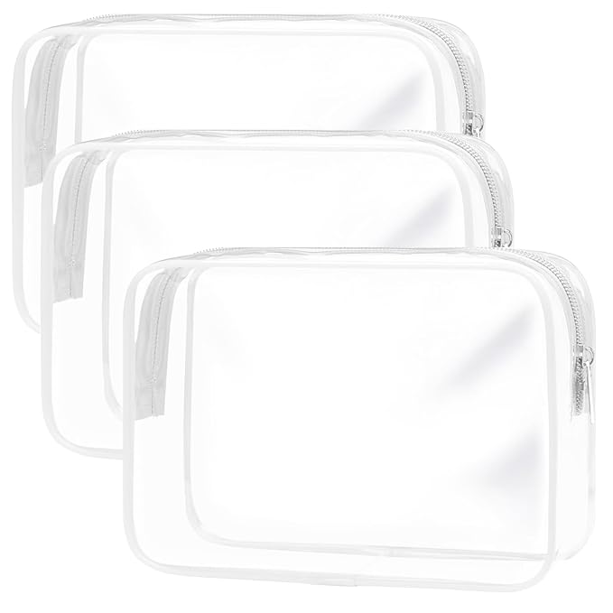 Clear Toiletry Bag, 3 Packs TSA Approved Water resistant Travel Organizer by TRODANCE