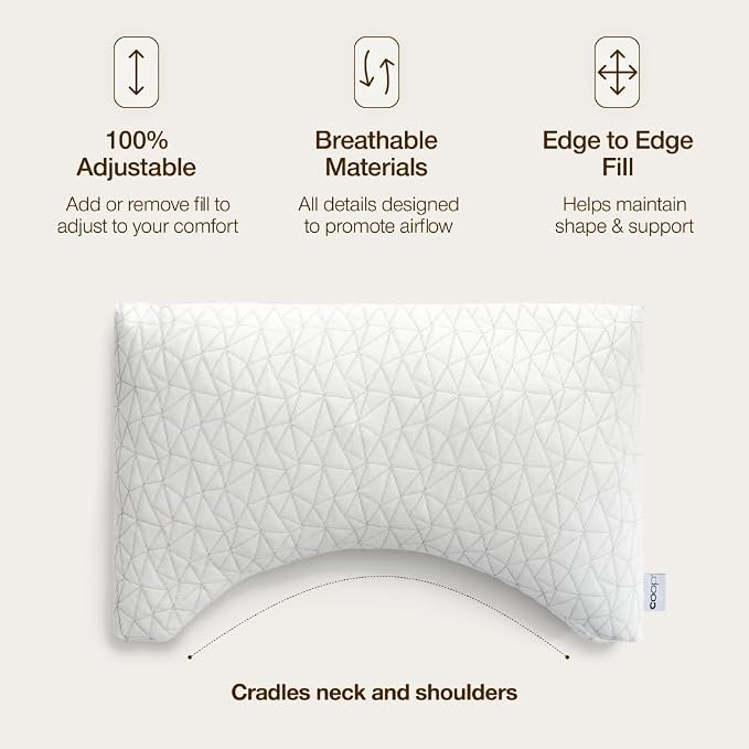 Coop Home Goods Original Crescent Adjustable Pillow, Queen Bed Pillows - Image 5