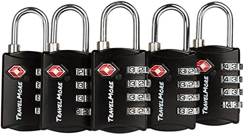 5 Pack TSA Luggage Locks with 4 Digit Combination – Heavy Duty Set Your Own by TravelMore
