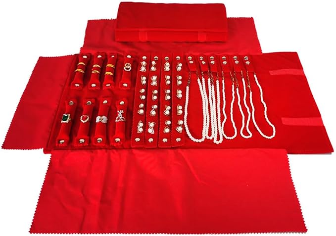 Velvet Travel Jewelry Case Roll Bag Organizer - Image 2