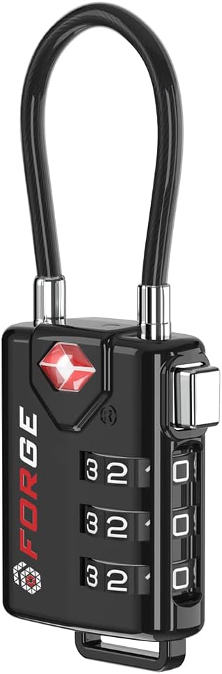 TSA Approved Cable Luggage Locks, Re-settable Combination by Forge