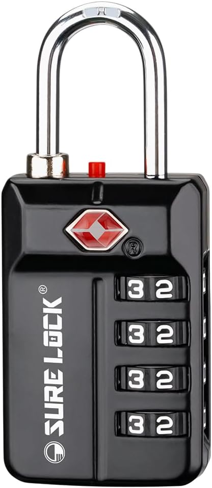 SURE LOCK TSA Approved 4-Digit Resettable Combination Luggage Lock by LOCKDEPOT