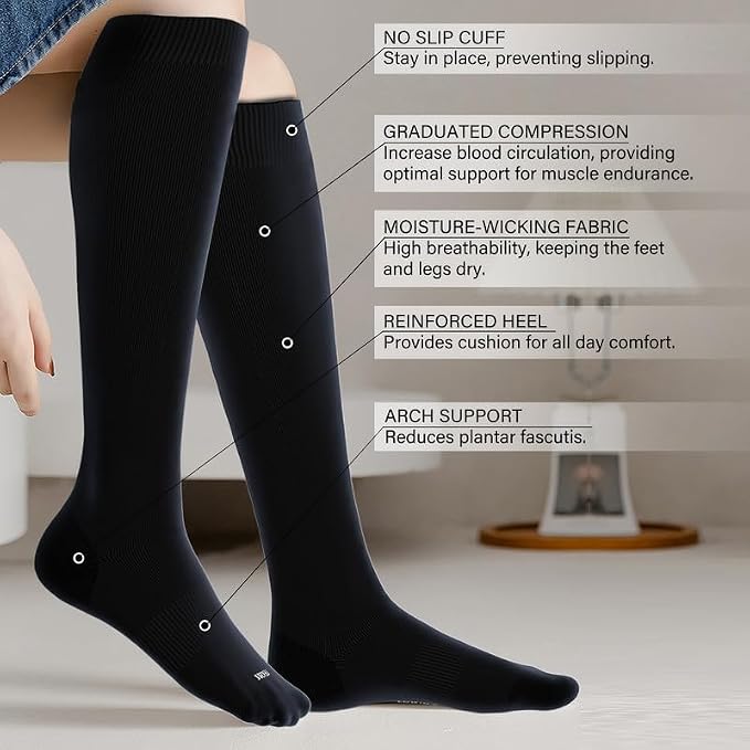 LEVSOX Compression Socks for Pregnant Women 20-30 mmHg Knee High Cute Funny - Image 2