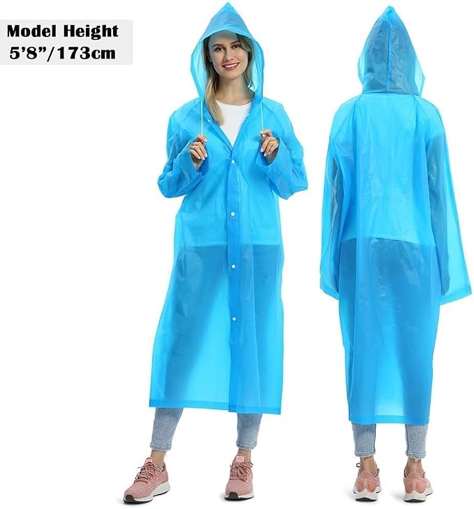 Opret 2 Pack Raincoats for Adults Reusable, EVA Rain Ponchos Lightweight Rain - Image 5