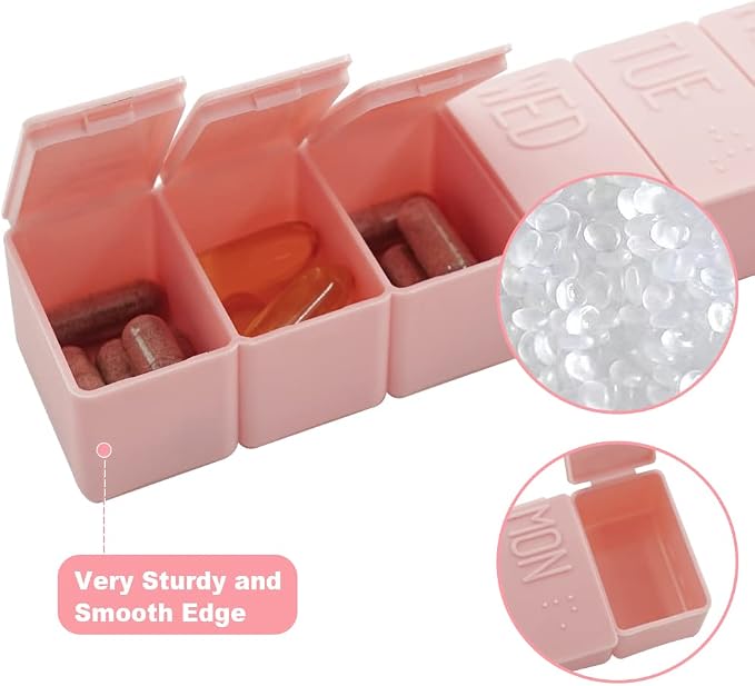 4Pack Weekly Pill Organizer, Small 7 Days Pill Cases Travel Daily Pill Box - Image 2