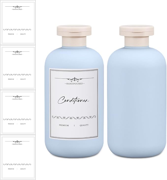 6.8 oz Plastic Travel Shampoo Bottles, Refillable Flip Cap Squeeze Bottles by UMETASS