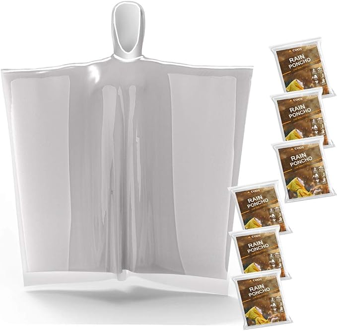 Rain Ponchos, with Drawstring Hood （10 Pack） Emergency Disposable Rain Ponchos by COOY