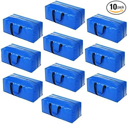 10 Pack Heavy Duty Extra Large Moving Bags Storage Tote by ACNUSIK