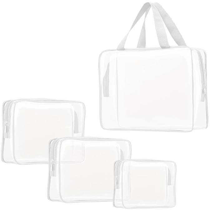4Pcs Crystal Clear PVC Travel Toiletry Bag Kit by ROYBENS