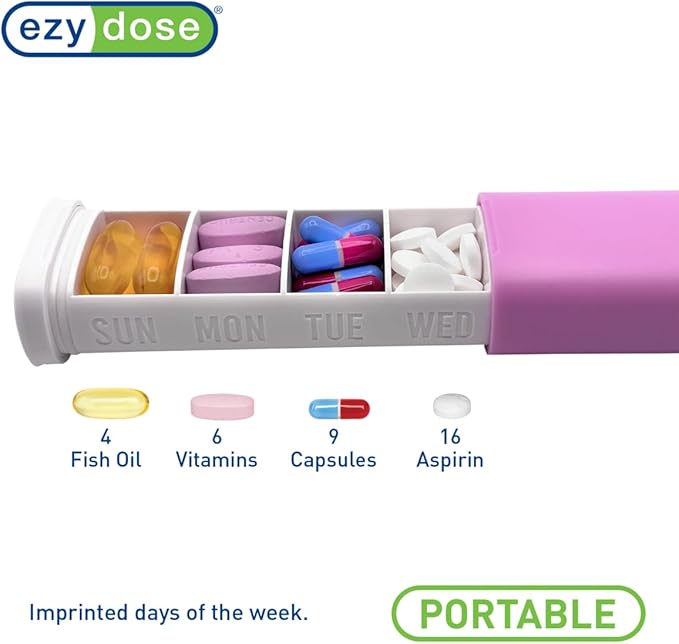 EZY DOSE Slide Pill Organizer, Medication Storage Case - Image 2