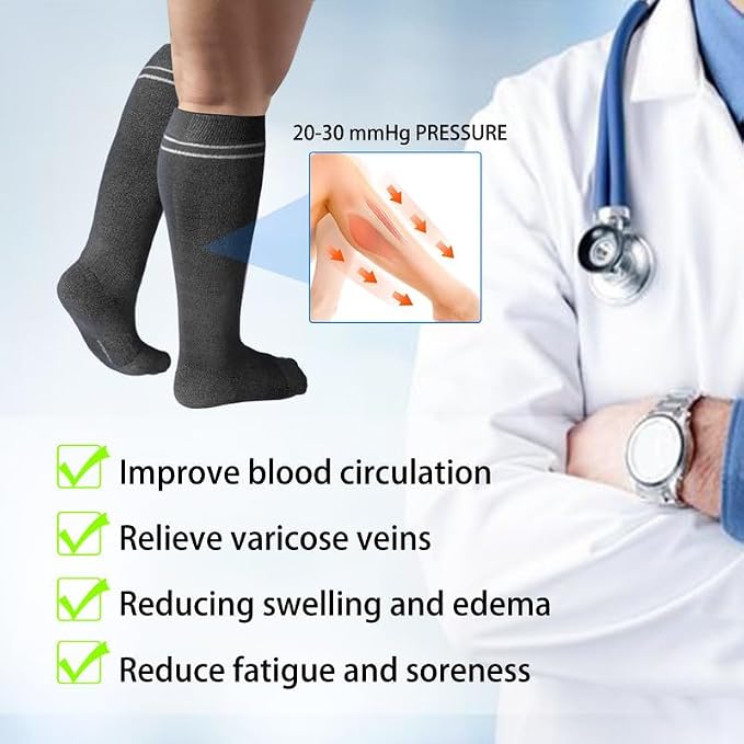LEVSOX Compression Socks for Pregnant Women 20-30 mmHg Knee High Cute Funny - Image 5