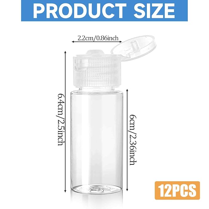 Travel Size Make up Sample Containers, 12 Clear Plastic Mini Travel Bottles - Image 2