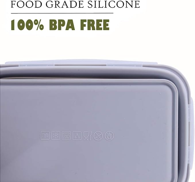 4 Pack Collapsible Silicone Food Containers Storage Lunch Bento Box - Image 3
