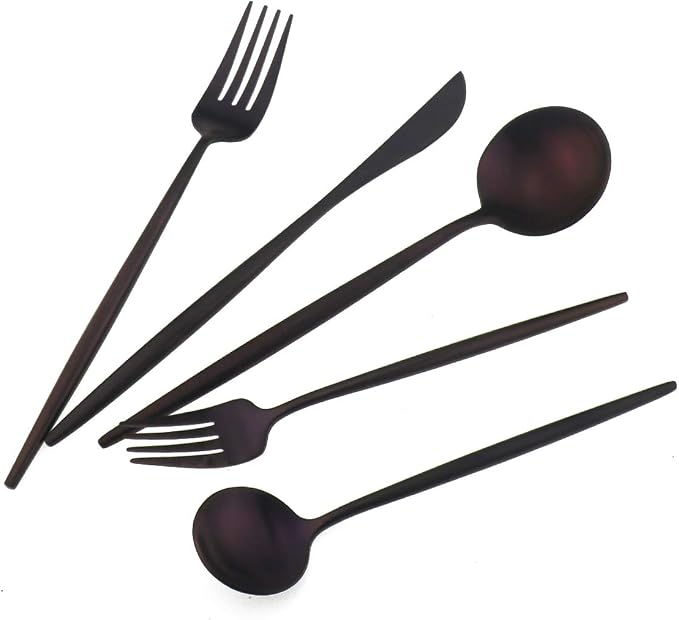 Matte Purple Silverware Set, Gugrida 5-Piece 18/10 Stainless Steel Satin Finish - Image 4