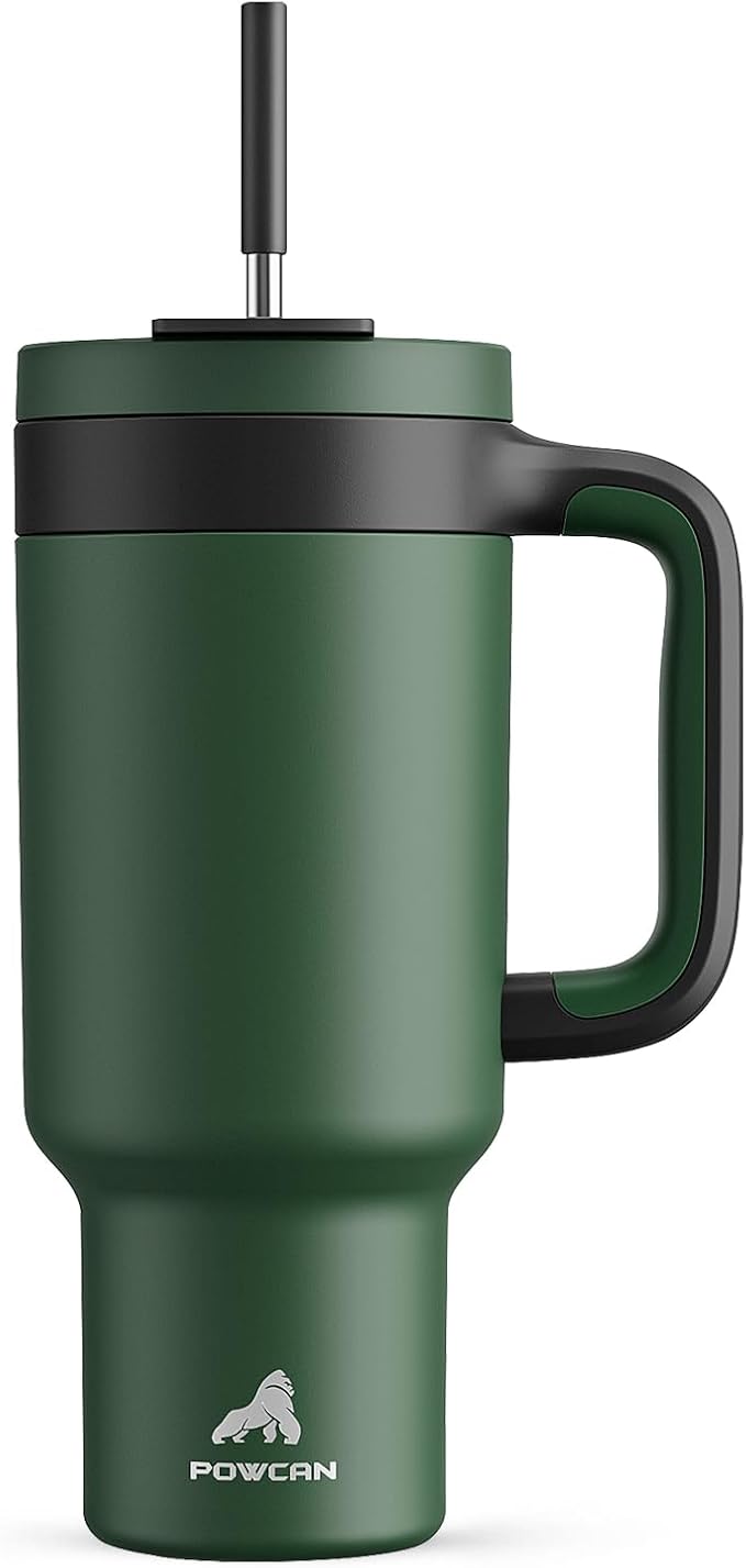 POWCAN 40 oz Tumbler with Handle, 2-in-1 Straw and Sip Lid, Dishwasher Safe by POWCAN