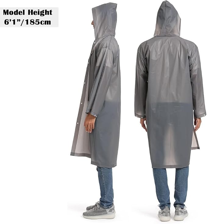 Opret 2 Pack Raincoats for Adults Reusable, EVA Rain Ponchos Lightweight Rain - Image 5
