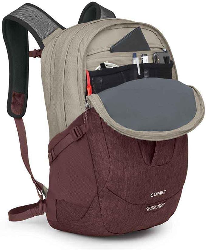 Osprey Comet Laptop Backpack, Sawdust Tan/Raisin Red - Image 3