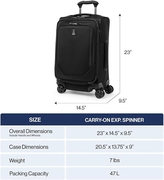 Travelpro Crew Classic Lightweight Softside Expandable Carry on Luggage - Image 2