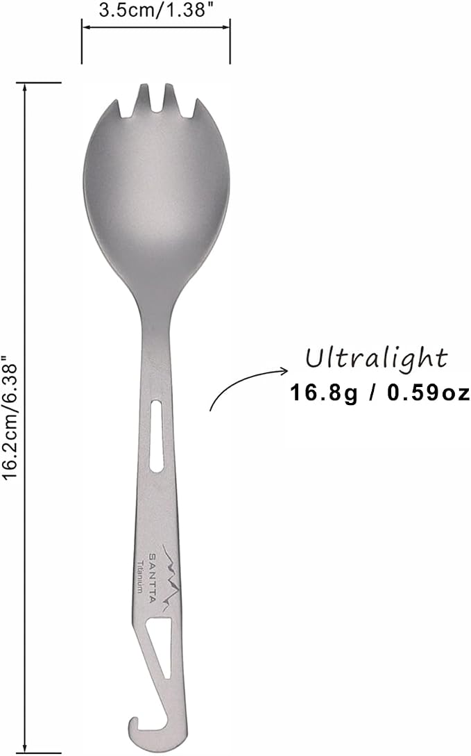 SANTTA Titanium Camping Spork Set of 2 Piece, Spoon Fork and Bottle Opener 3 in - Image 6