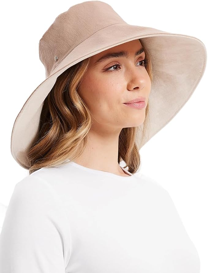Solbari Women’s Ultra-Wide Cotton Linen Sun Hat UPF 50+, Adjustable - Image 7