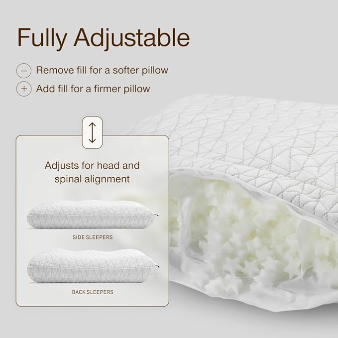 Coop Home Goods Adjustable Orthopedic Pillow Queen, Ergonomic Cervical Neck - Image 3