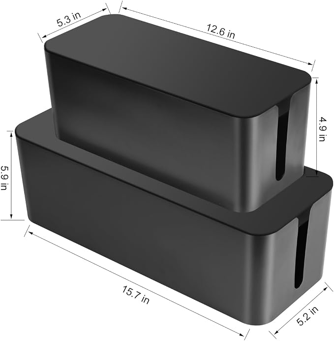 Cable Management Box, 2 Pack Large & Medium Cable Organizer Box - Image 2