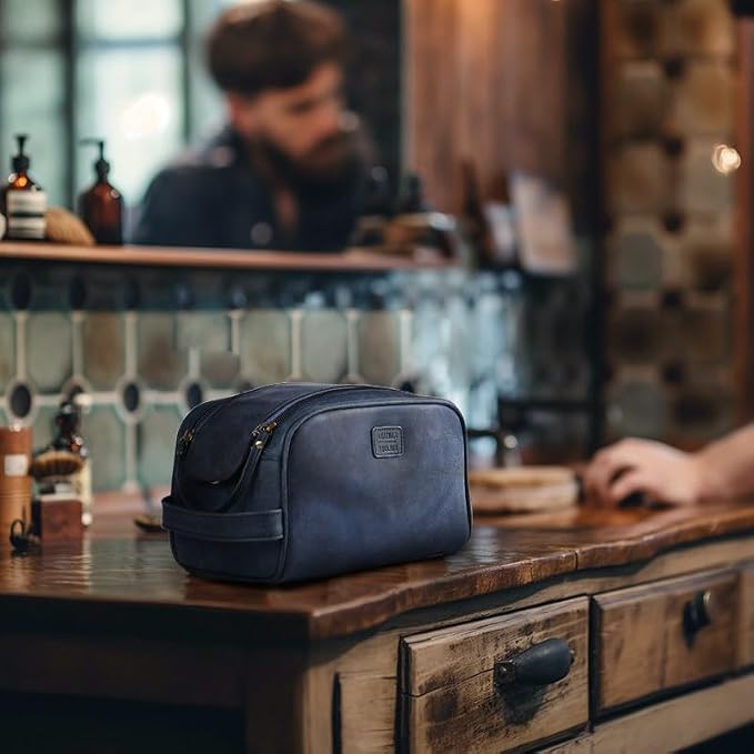 LEATHER VILLAGE Premium Leather Toiletry Travel Pouch - Image 7
