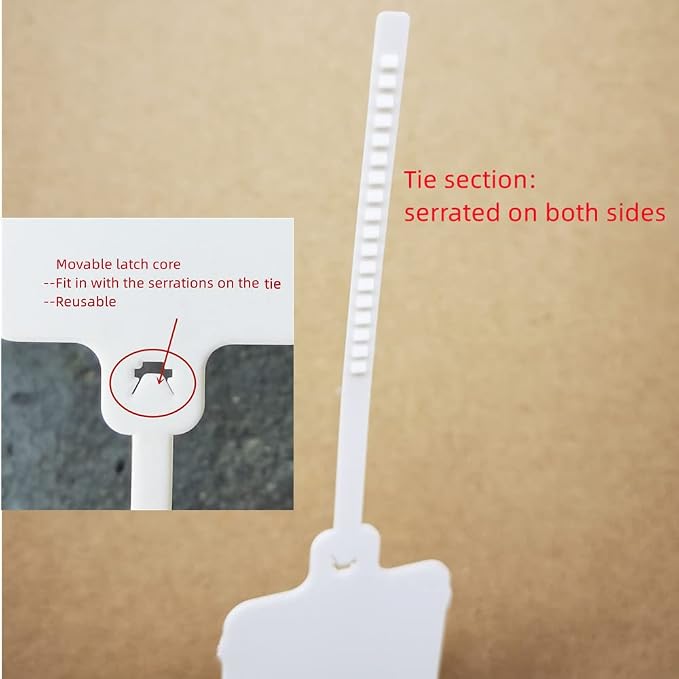 100pcs Reusable Blank Plastic Tags Ties Key Tags 1.45"*2.48" Serrated Tension - Image 4