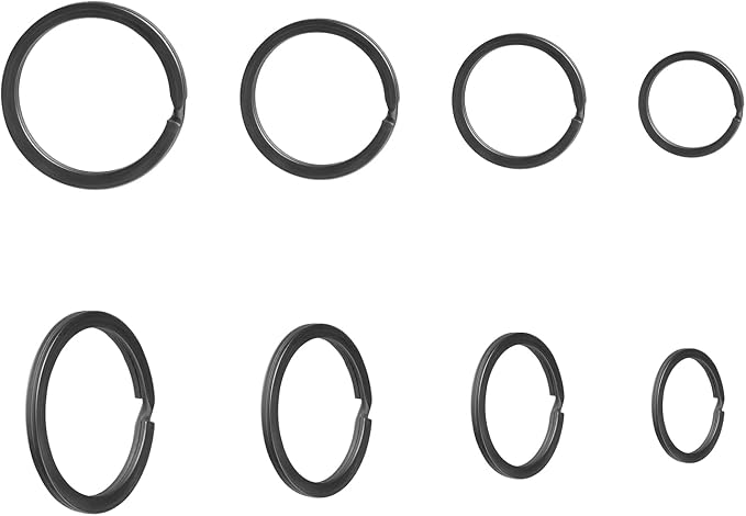 40 Pack Key Ring Keychain Mix 4 Sizes Black Metal Flat Split Key Chains Rings - Image 4