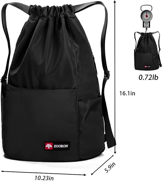 ZOORON Waterproof Drawstring Gym Backpack Bag - Image 6