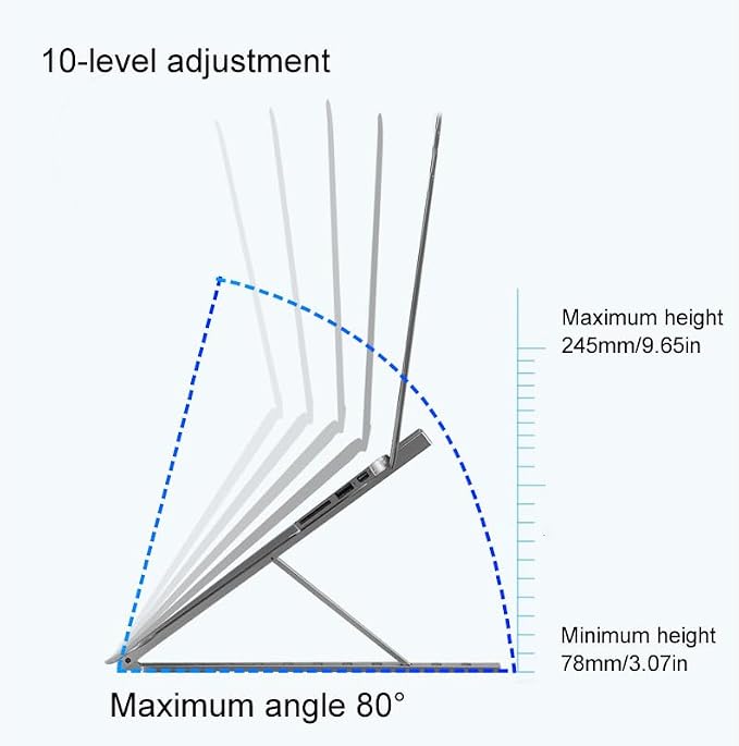 Aluminum Laptop Stand for Desk, Foldable Ventilated Cooling Notebook Stand - Image 9