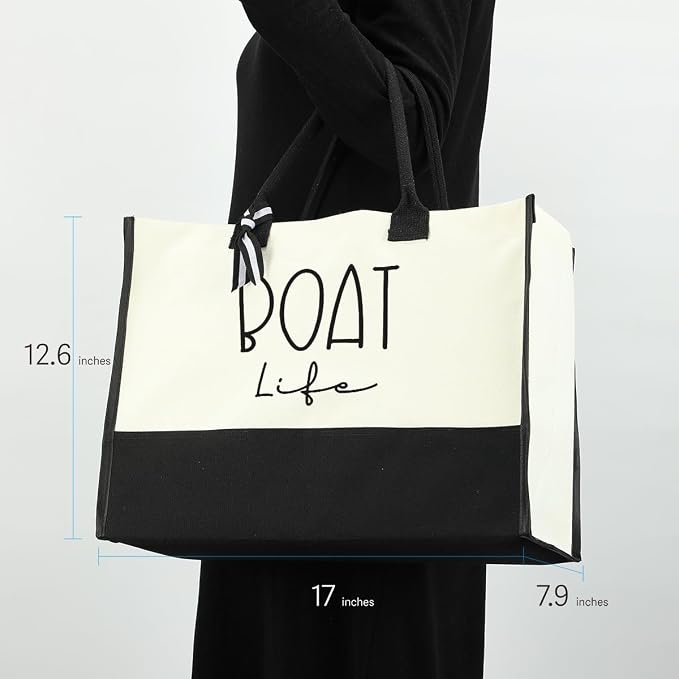 Lake Life Tote Bag for Women Waterproof Personalized Beach Bag Canvas Bag Funny - Image 3
