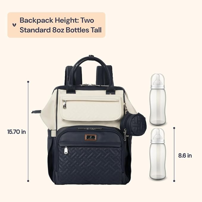 BabbleRoo Leather Diaper Bag Backpack, Unisex Stylish Travel Back Pack Nappy - Image 2