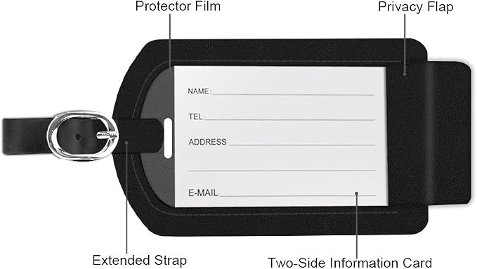 FINTIE 2 Pack Luggage Tags, Leather Name ID Labels - Image 4