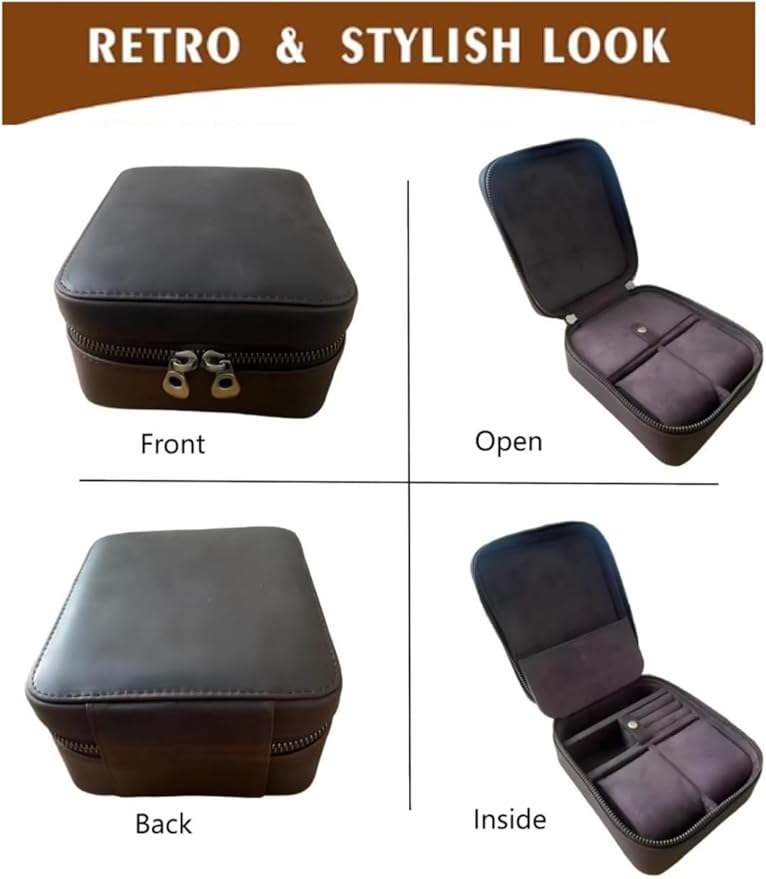 Watch Travel Case for Men, Genuine Leather Watch Case Travel Jewelry Case - Image 4