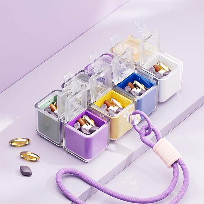 Travel Pill Organizer, Magnetic Cube Cute Pill Box, Pill Compact - Image 3