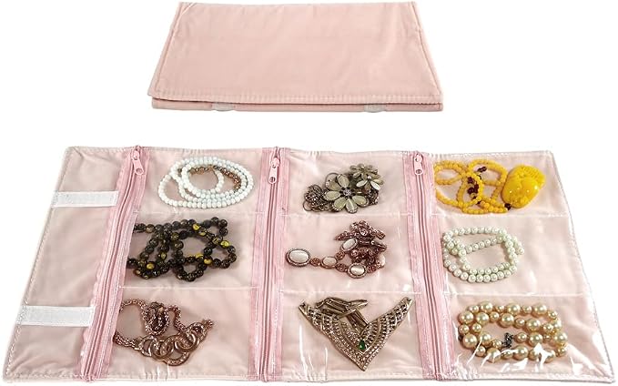 Travel Jewelry Roll Bag Portable Organizer Pouch by SCIKHEFT