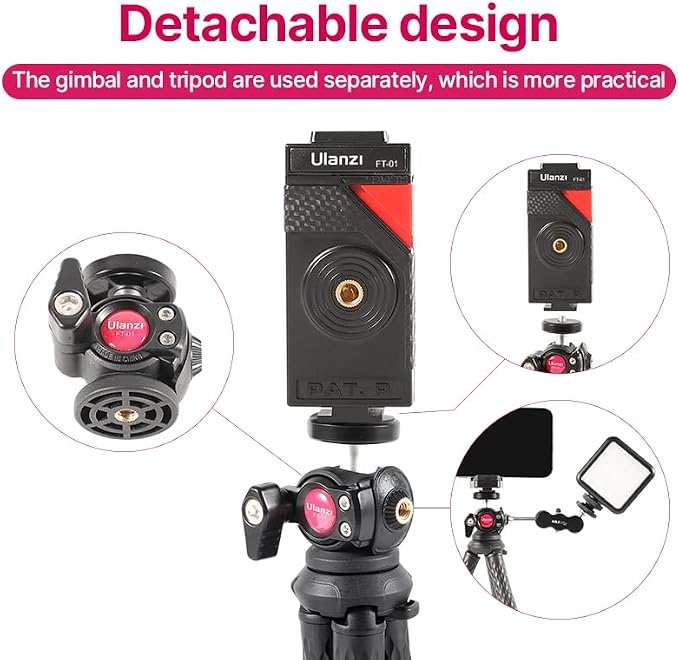 ULANZI FT-01 Phone Tripod with Holder, Mini Camera Flexible Tripod Stand with - Image 3