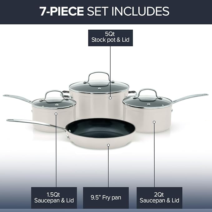 Nuwave Healthy Duralon Blue Ceramic Nonstick Coated 7pc Cookware Set, - Image 2