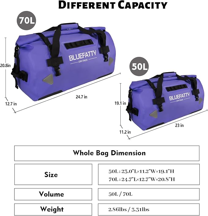 Large Waterproof Duffel Bag Roll-top Heavy Duty Dry Duffle Bags - Image 6