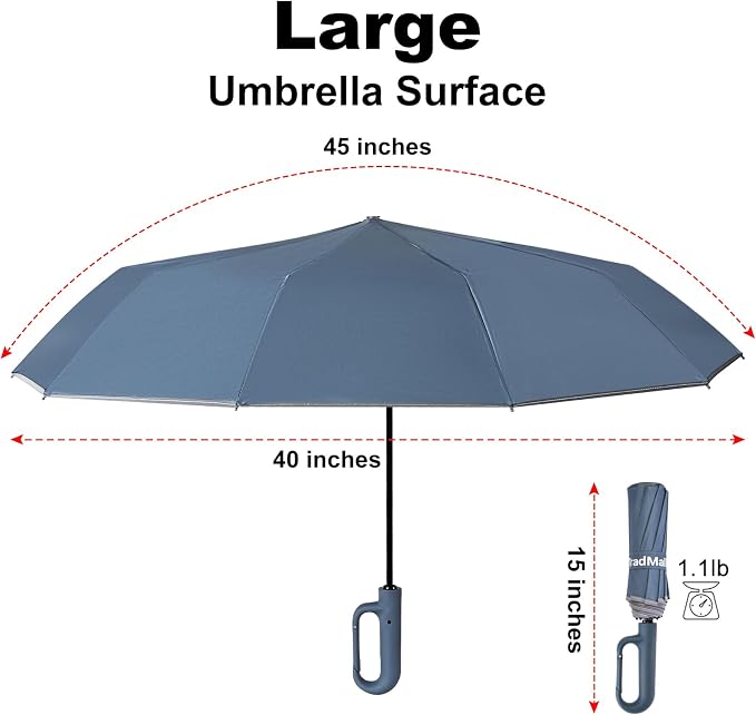 TradMall Travel Umbrella, 280T Fabric Windproof Automatic Portable Compact - Image 2