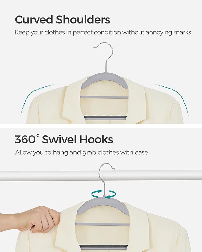 SONGMICS Pack of 30 Coat Hangers, Space-Saving Plastic Clothes Hangers - Image 5