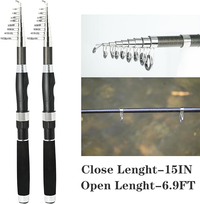 Fishing Pole Combo, Spinning Reels 170Pcs Worm Lure Kit Texas-Rigs-for-Bass - Image 2
