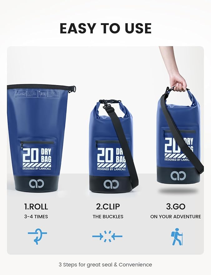 Lamicall Dry Bag Waterproof Backpack - 5L/10L/20L/30L/40L Roll Top Waterproof - Image 6